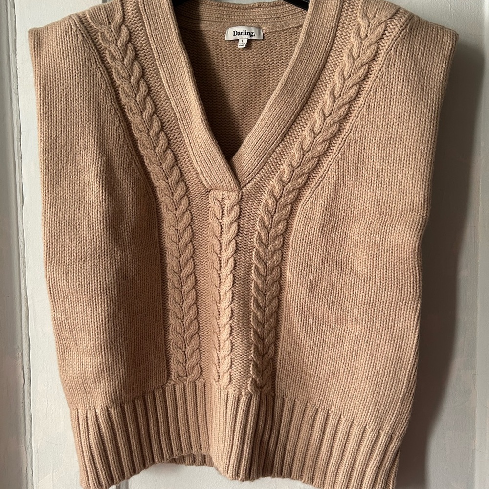 Darling Women's Tan Cable Knit Sweater